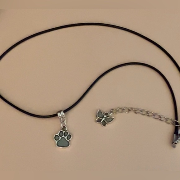 Dog & Butterly Symbolic Necklace with Dog’s Paw Print Pendant & Butterfly Charm - Picture 10 of 10
